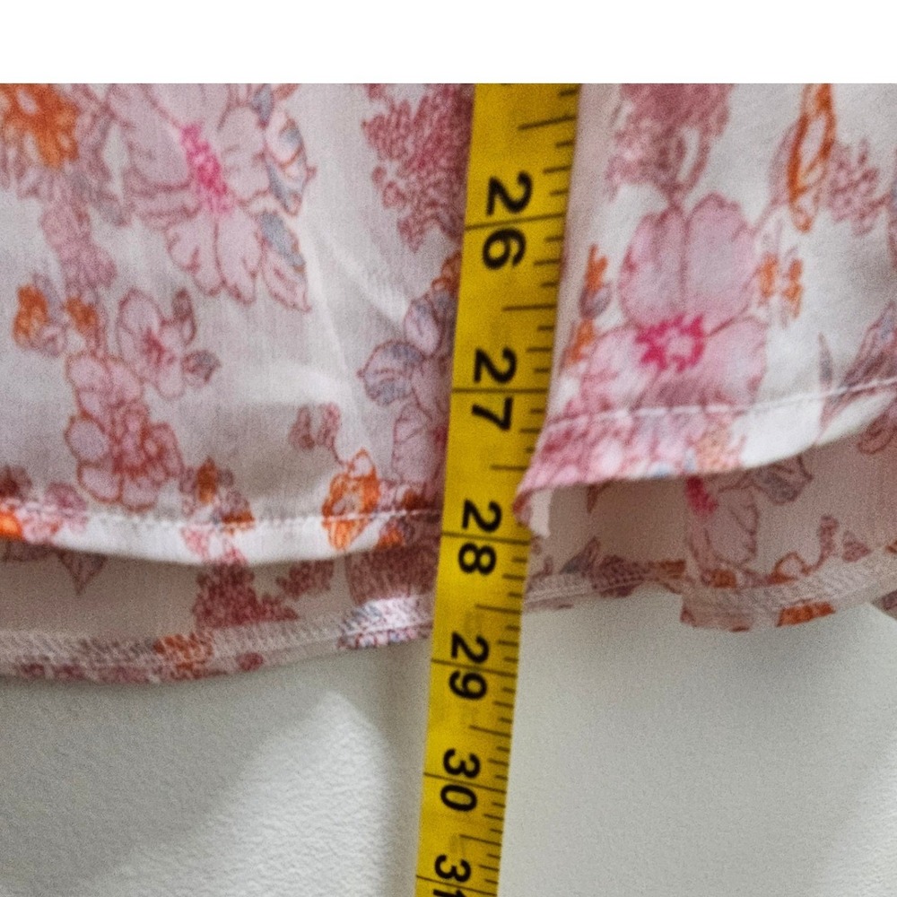 BTFBM Women XL Floral V-Neck Lantern Sleeve Peasant Gypsy Boho Top - Picture 6 of 7